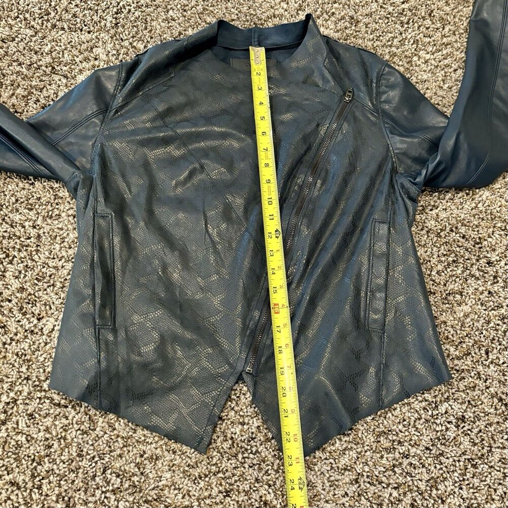 Blank NYC Jacket Large Dark Blue Faux Leather Zip Front Pockets - Picture 10 of 15